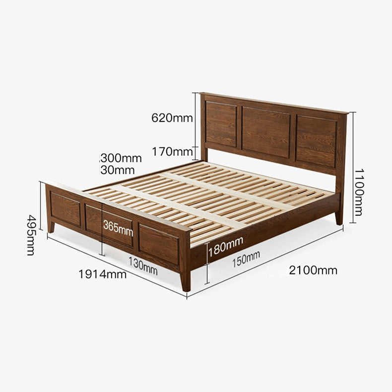 Stunning Brown Oak Wood Pine Bed Frame for a Cozy Bedroom hym-478