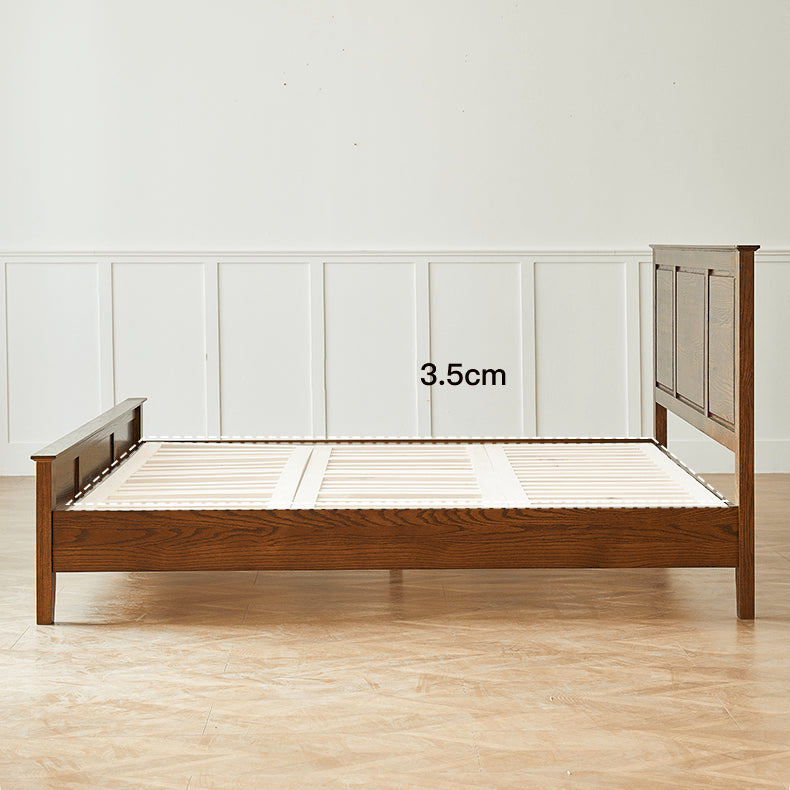 Stunning Brown Oak Wood Pine Bed Frame for a Cozy Bedroom hym-478