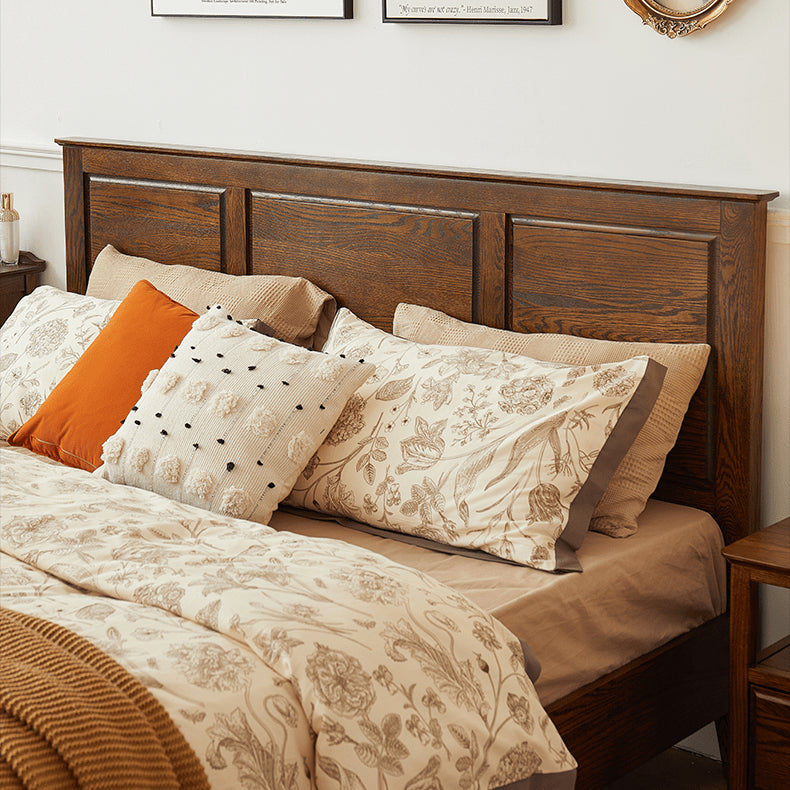 Stunning Brown Oak Wood Pine Bed Frame for a Cozy Bedroom hym-478