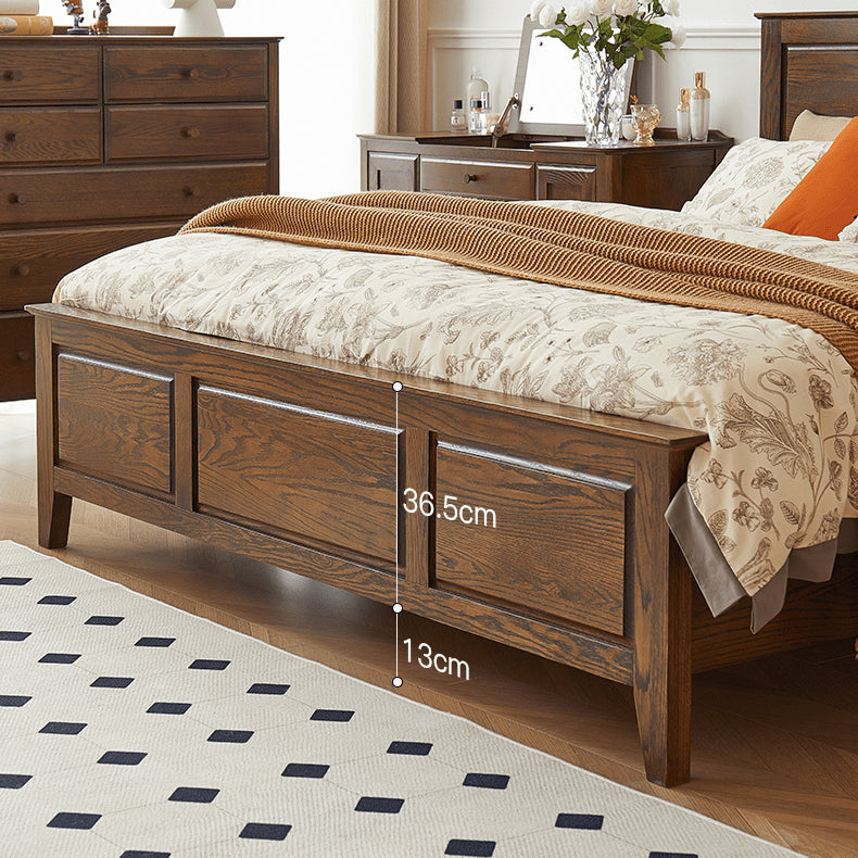 Stunning Brown Oak Wood Pine Bed Frame for a Cozy Bedroom hym-478