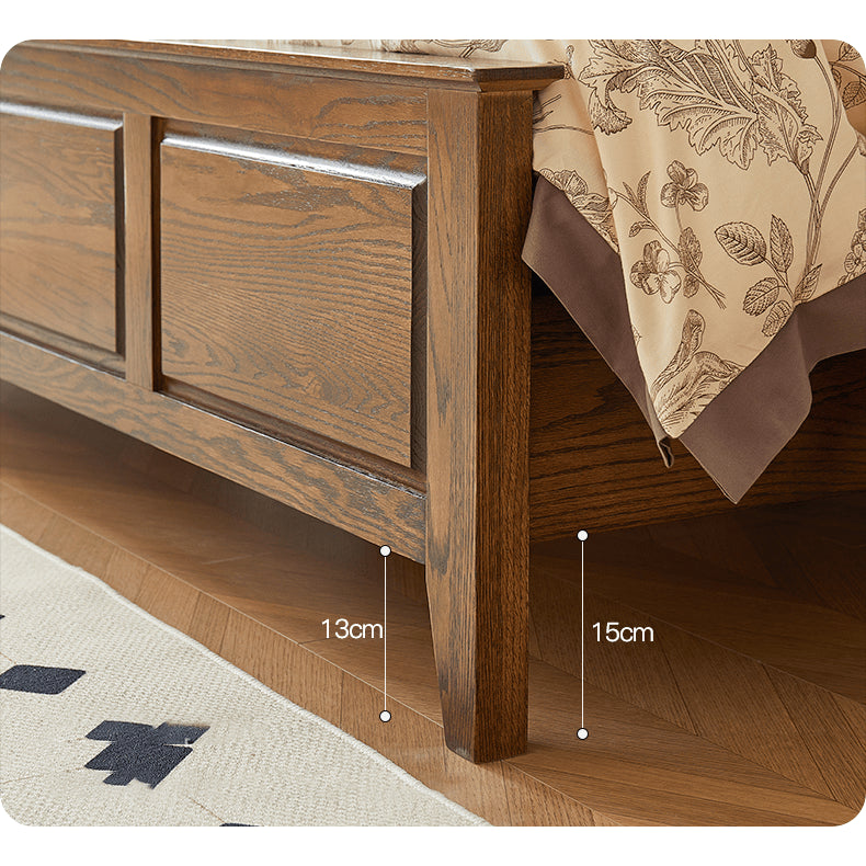 Stunning Brown Oak Wood Pine Bed Frame for a Cozy Bedroom hym-478