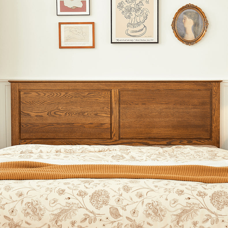 Luxurious Oak Pine Brown Wood Bed – Perfect for a Stylish Bedroom Upgrade hym-479