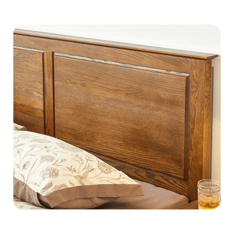 Luxurious Oak Pine Brown Wood Bed – Perfect for a Stylish Bedroom Upgrade hym-479