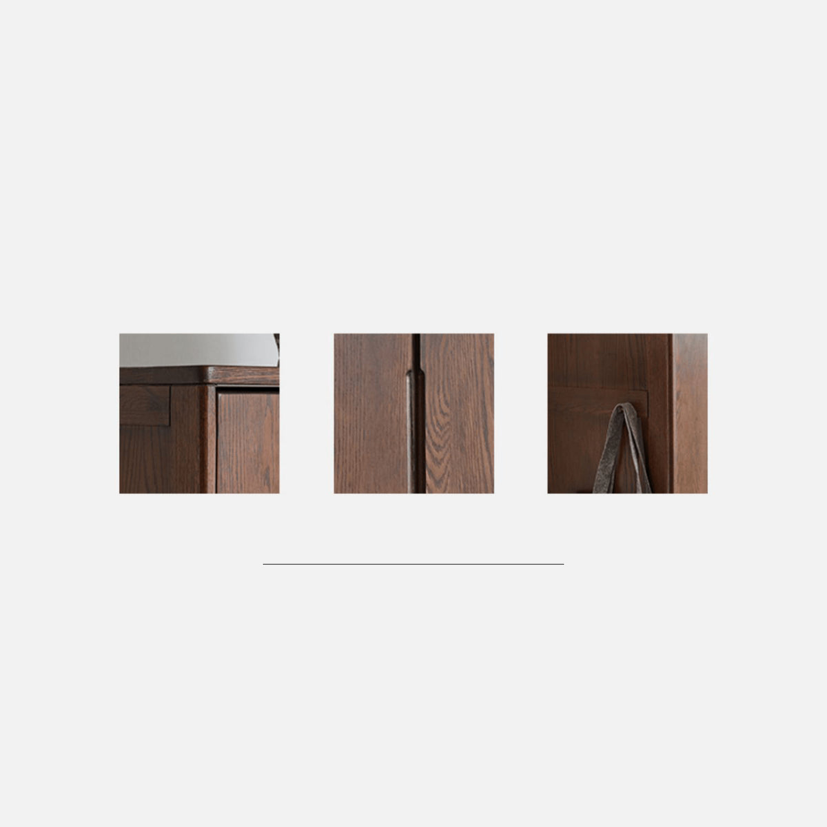 Sleek Brown Oak Cabinet with Durable Tung Wood and Metal Accents hym-481