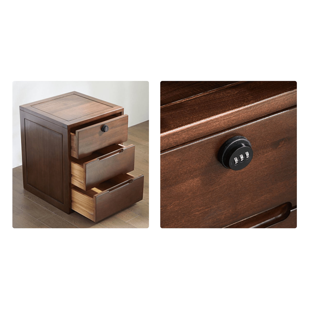 Sleek Brown Oak Cabinet with Durable Tung Wood and Metal Accents hym-481