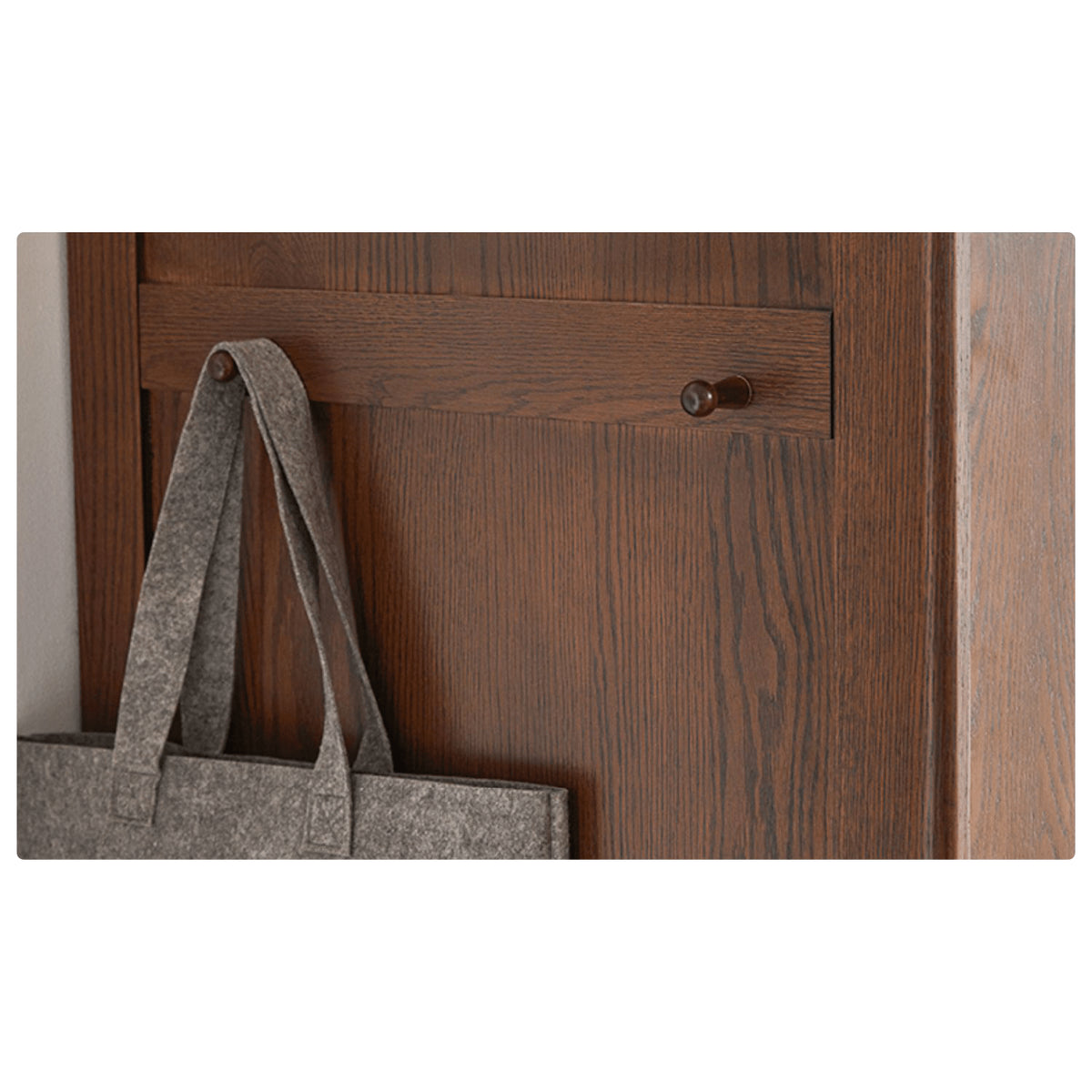 Sleek Brown Oak Cabinet with Durable Tung Wood and Metal Accents hym-481