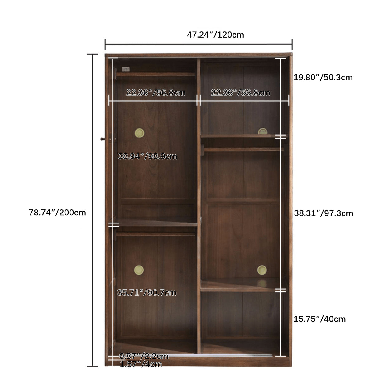 Sleek Brown Oak Cabinet with Durable Tung Wood and Metal Accents hym-481