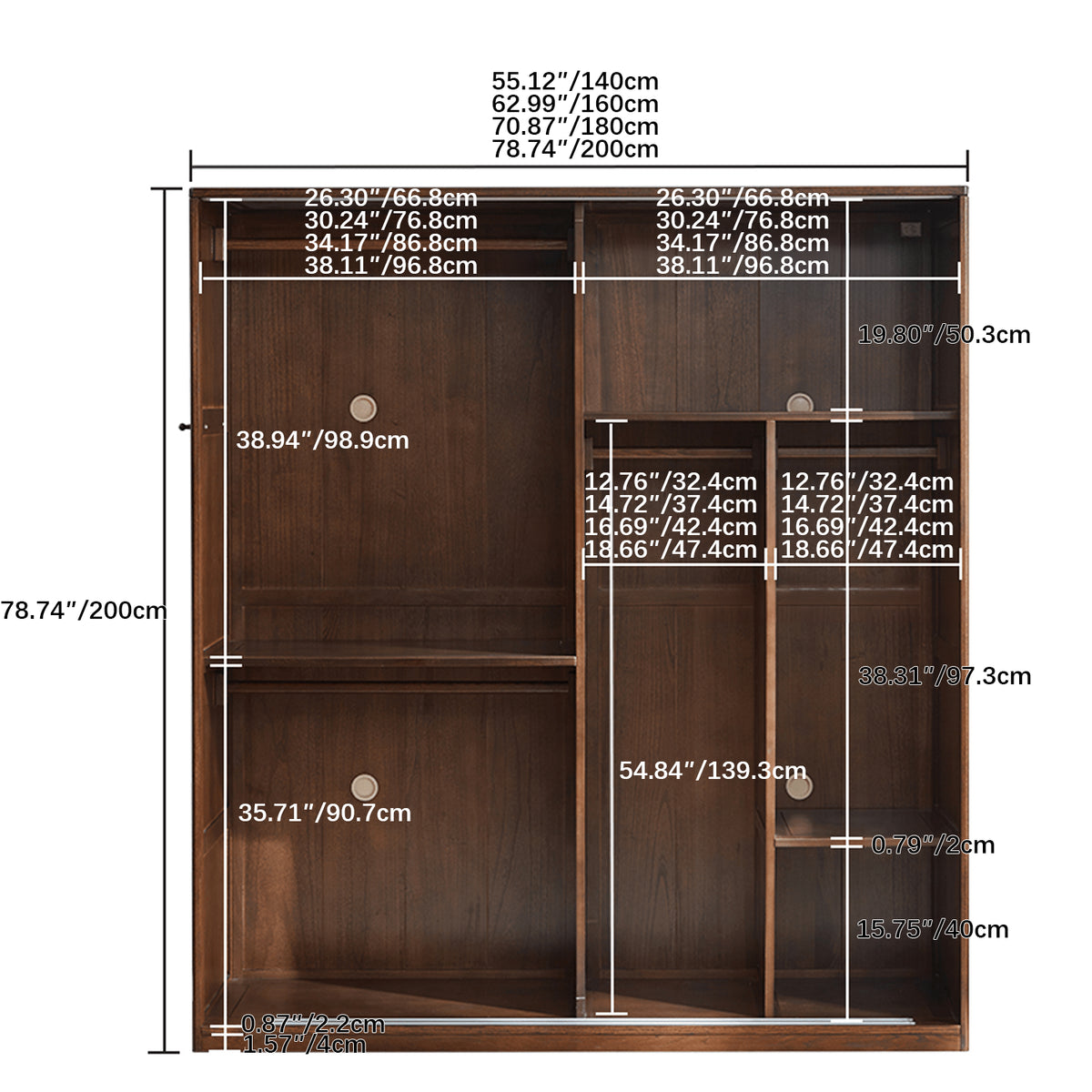 Sleek Brown Oak Cabinet with Durable Tung Wood and Metal Accents hym-481