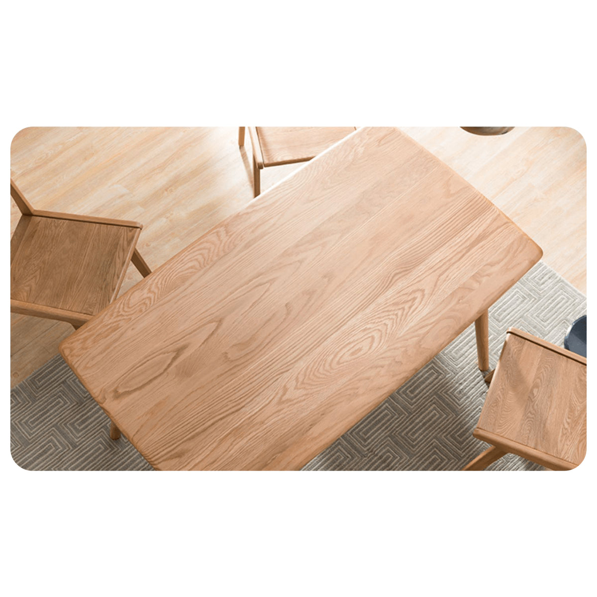 Elegant Brown Oak Wood Dining Table - Natural Finish hym-482