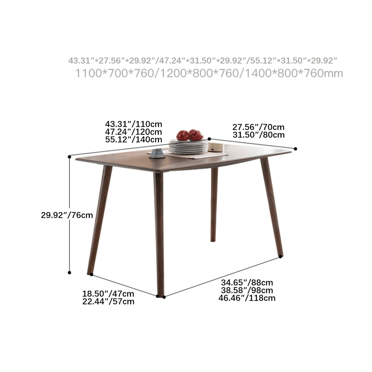 Elegant Brown Oak Wood Dining Table - Natural Finish hym-482