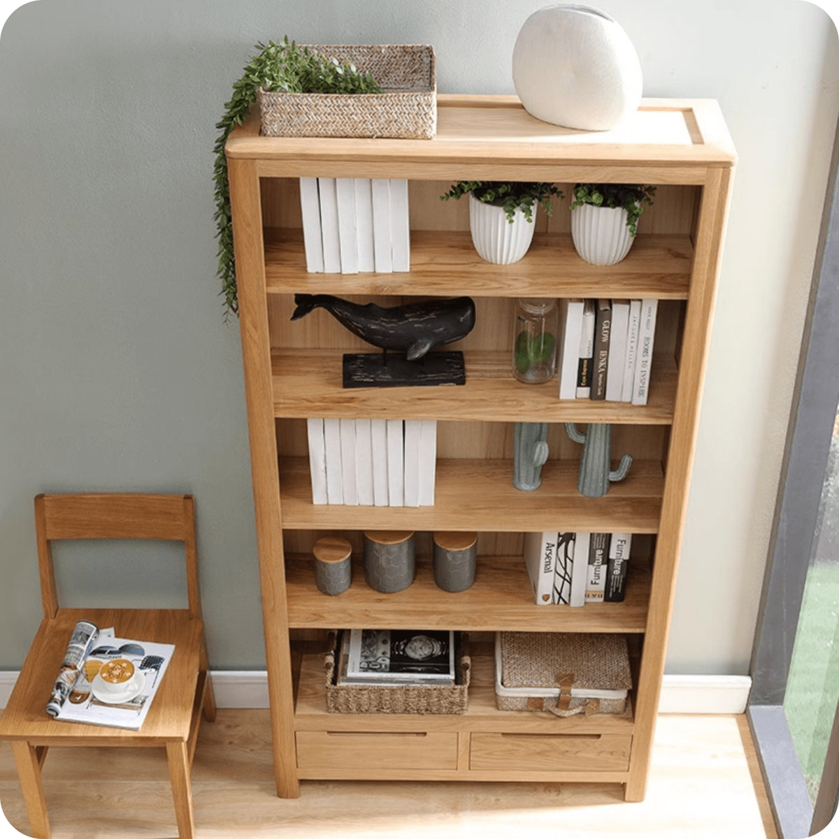 Stunning Brown Oak and Tung Wood Cabinet with Stylish Metal Accents hym-483