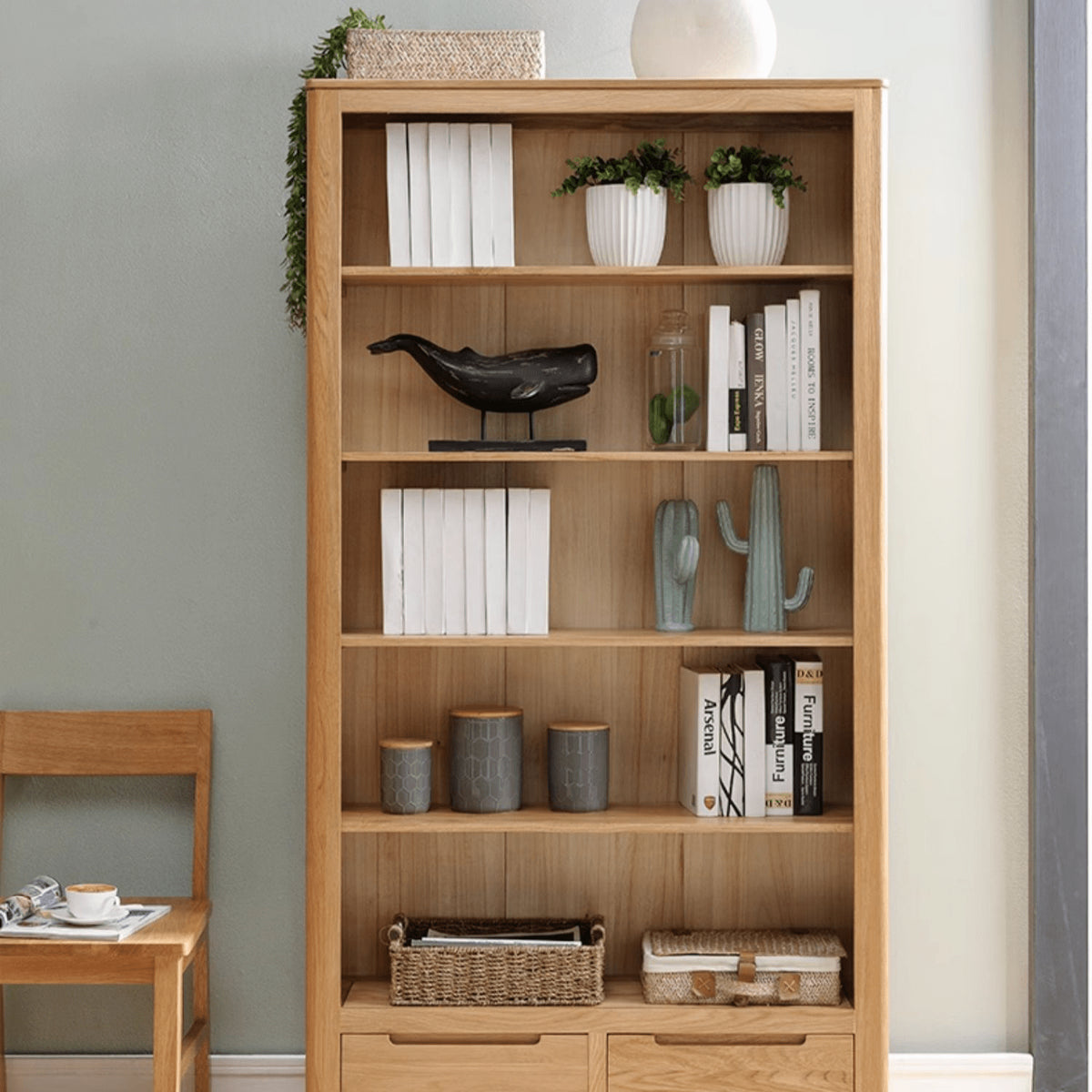 Stunning Brown Oak and Tung Wood Cabinet with Stylish Metal Accents hym-483