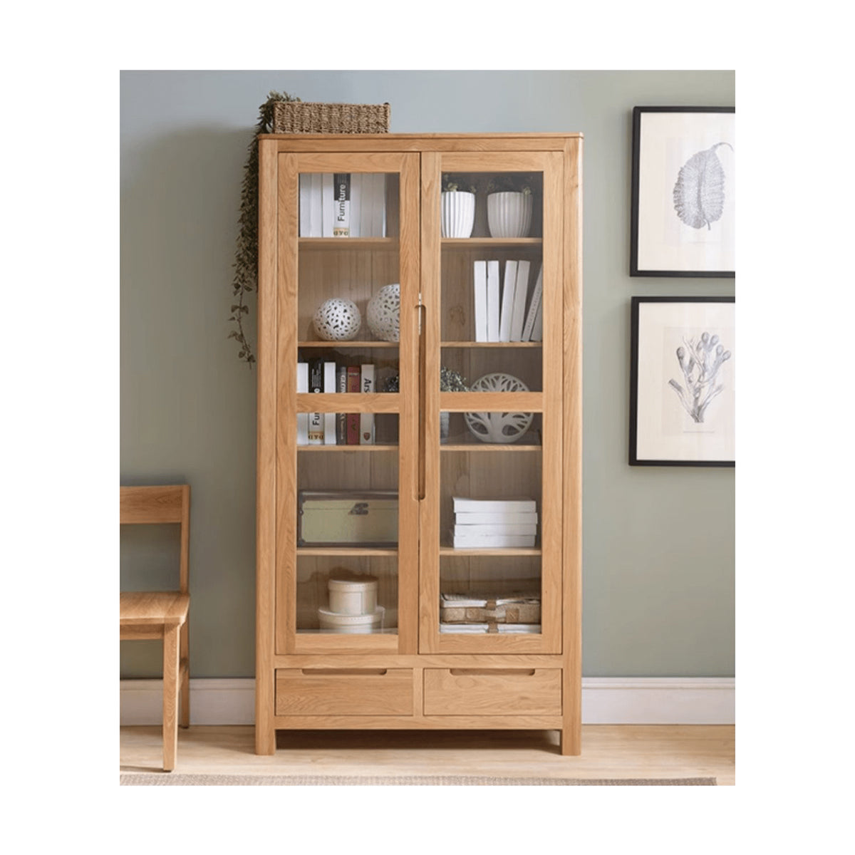 Stunning Brown Oak and Tung Wood Cabinet with Stylish Metal Accents hym-483