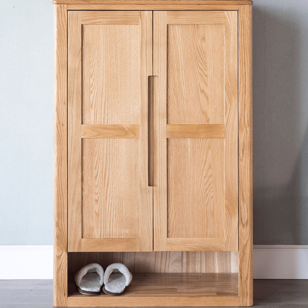 Premium Brown Oak & Tung Wood Cabinet - Natural Wood Finish hym-484