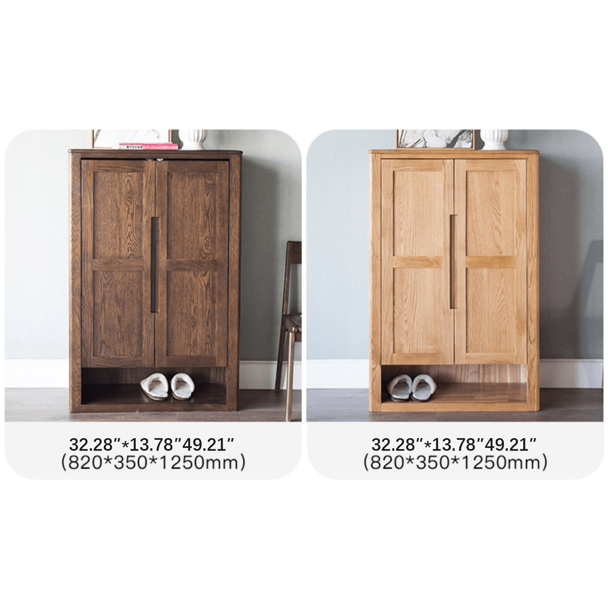 Premium Brown Oak & Tung Wood Cabinet - Natural Wood Finish hym-484