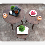 Elegant Brown Oak Wood Tea Table - Natural Finish, Perfect for Any Room hym-485