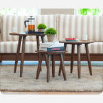 Elegant Brown Oak Wood Tea Table - Natural Finish, Perfect for Any Room hym-485