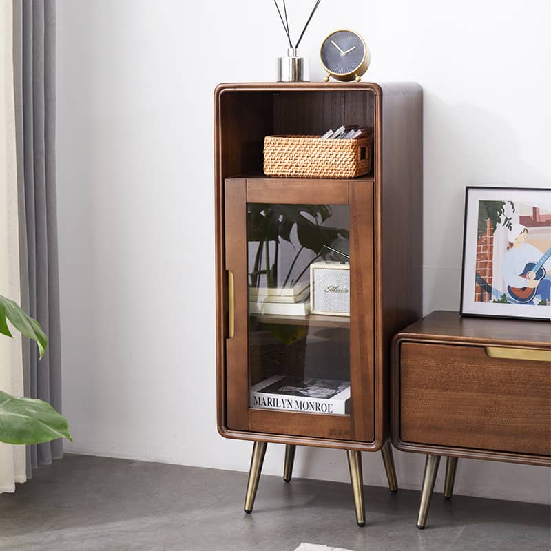 Exquisite Brown Tung Wood Cabinet with Metal Accents for Modern Living Spaces hym-486