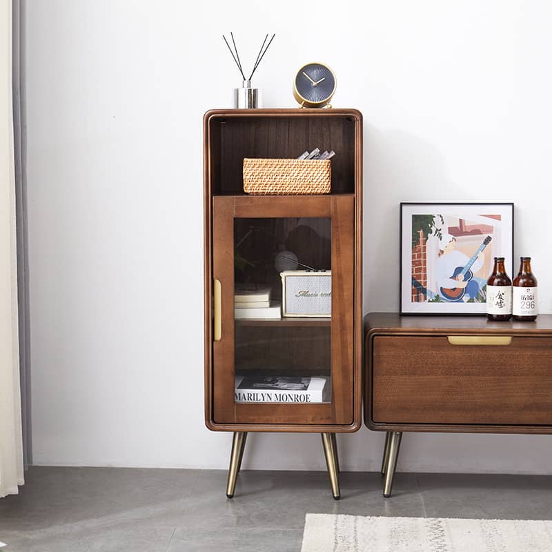 Exquisite Brown Tung Wood Cabinet with Metal Accents for Modern Living Spaces hym-486