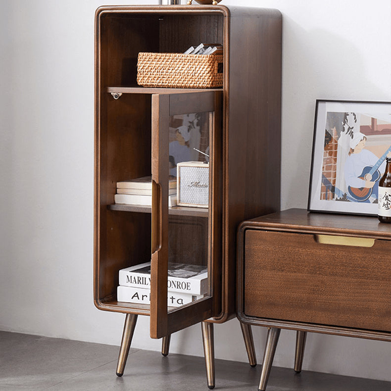 Exquisite Brown Tung Wood Cabinet with Metal Accents for Modern Living Spaces hym-486