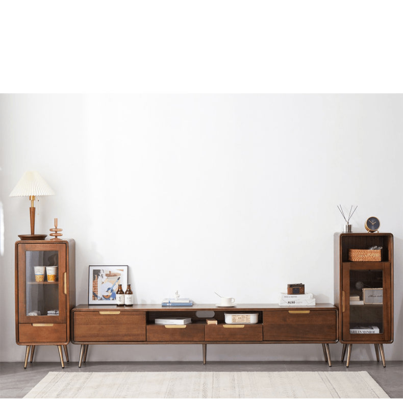 Exquisite Brown Tung Wood Cabinet with Metal Accents for Modern Living Spaces hym-486