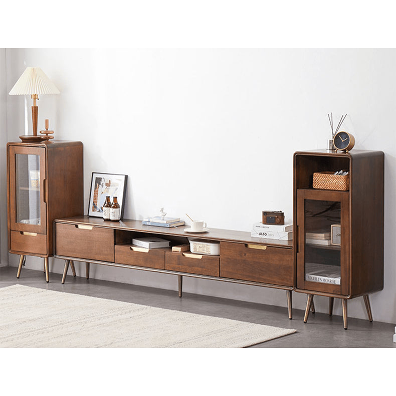 Exquisite Brown Tung Wood Cabinet with Metal Accents for Modern Living Spaces hym-486