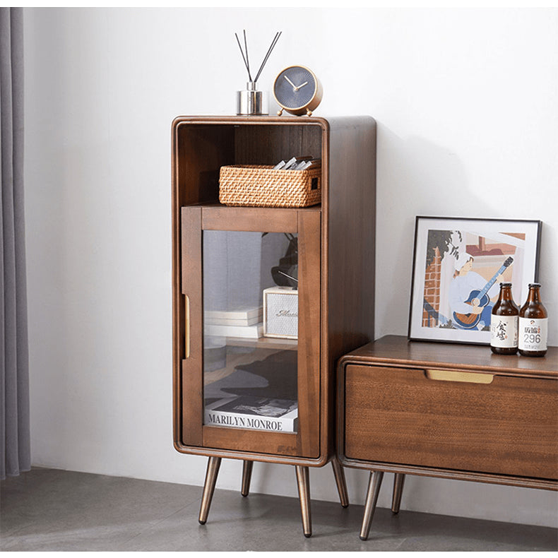 Exquisite Brown Tung Wood Cabinet with Metal Accents for Modern Living Spaces hym-486