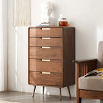 Stylish Brown Tung Wood and Metal Bedside Cupboard for Modern Bedrooms hym-487