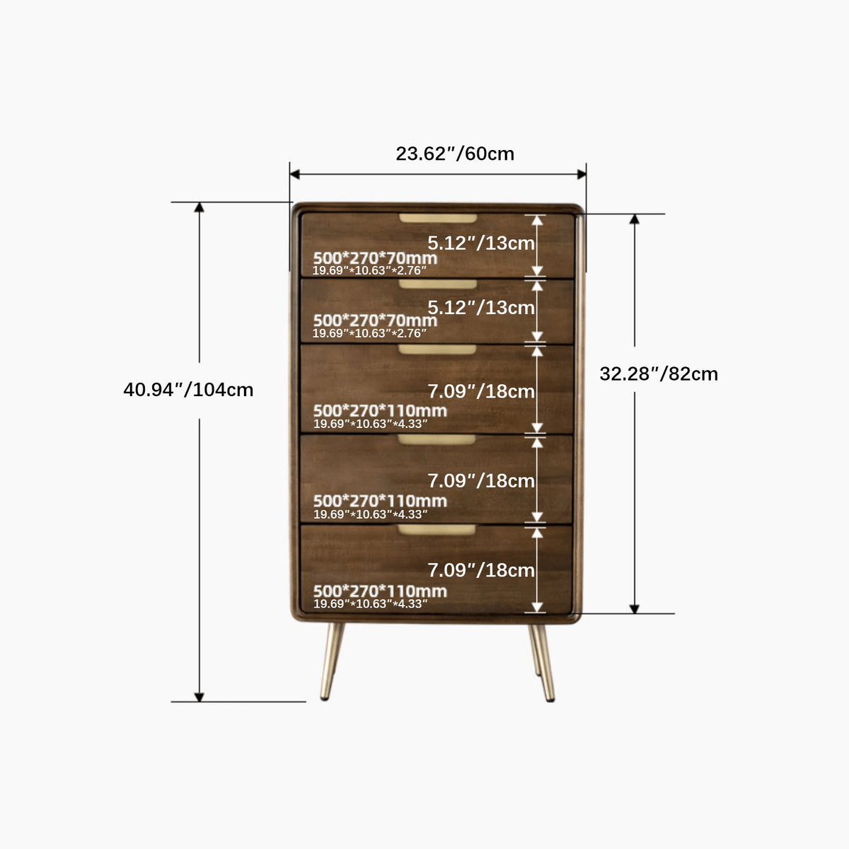 Stylish Brown Tung Wood and Metal Bedside Cupboard for Modern Bedrooms hym-487