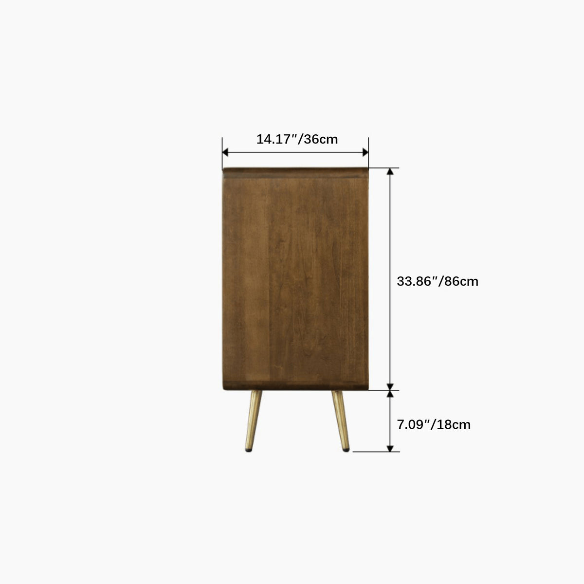 Stylish Brown Tung Wood and Metal Bedside Cupboard for Modern Bedrooms hym-487