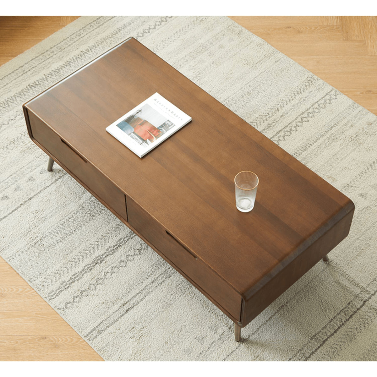 Elegant Brown Tung Wood Tea Table with Metal Accents hym-490