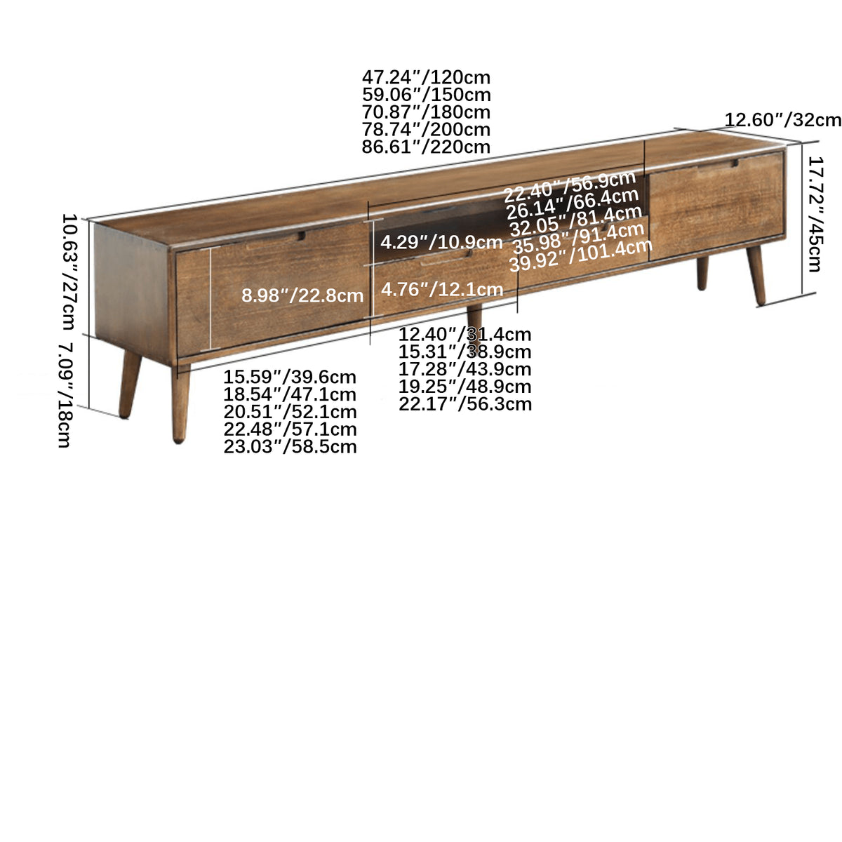 Elegant Brown Natural Wood TV Cabinet - Stylish Tung Wood Furniture hym-492