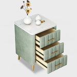 Luxurious Bedside Cupboard with Marble Top & Leather Finish - Elegant Storage Solution hyq-4418