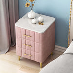 Luxurious Bedside Cupboard with Marble Top & Leather Finish - Elegant Storage Solution hyq-4418