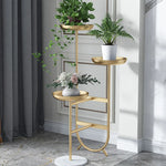 Elegant Marble Storage Rack with Gold Finish - Modern Plant Display Stand for Home Decor hyq-4419