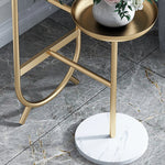 Elegant Marble Storage Rack with Gold Finish - Modern Plant Display Stand for Home Decor hyq-4419