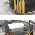 Stylish Round Tea Table with Tempered Glass & Sintered Stone - Modern Centerpiece for Your Living Room hyq-4420