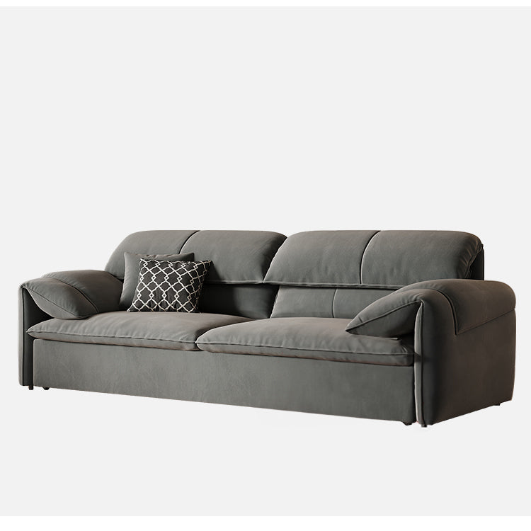 Stylish Solid Wood Sofa with Cotton and Down Cushions in Dark Gray and Beige hyt-1238