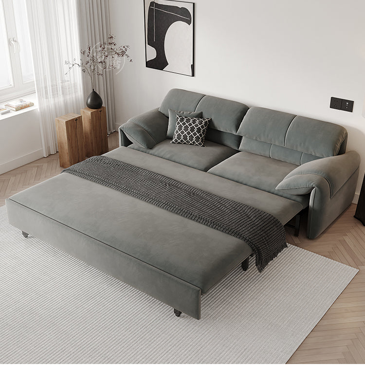 Stylish Solid Wood Sofa with Cotton and Down Cushions in Dark Gray and Beige hyt-1238