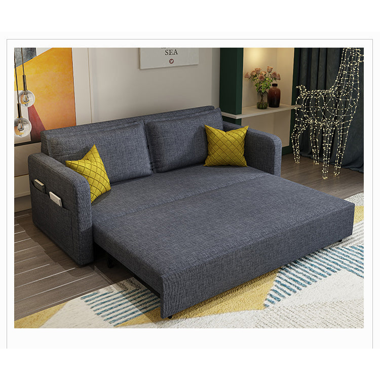 Modern Solid Wood Sofa in Dark Gray, Pink, Blue, and Light Khaki with Cotton-Linen Upholstery hyt-1239