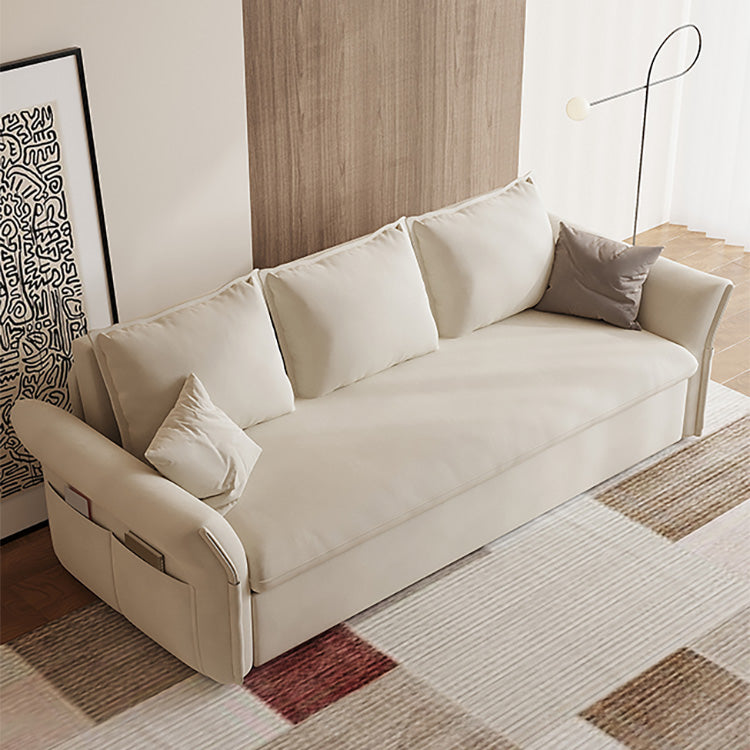 Elegant Beige & Light Gray Sofa with Pink & Blue Accents, Comfortable Dark Brown Faux Leather & Cotton Blend hyt-1424