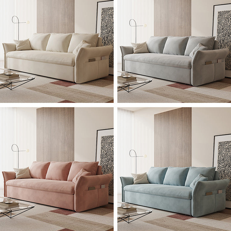 Elegant Beige & Light Gray Sofa with Pink & Blue Accents, Comfortable Dark Brown Faux Leather & Cotton Blend hyt-1424