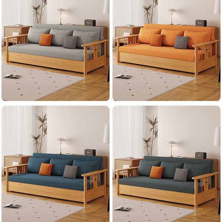 Modern Sofa with Vibrant Colors: Yellow, Light Brown, Gray, Orange & Blue - Premium Cotton-Linen Upholstery & Dark Ash Wood Frame hyt-1429