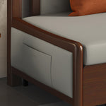 Modern Solid Wood Sofa with Yellow, Light Gray, Dark Brown, Orange, Green, and Blue Faux Leather hyt-1431