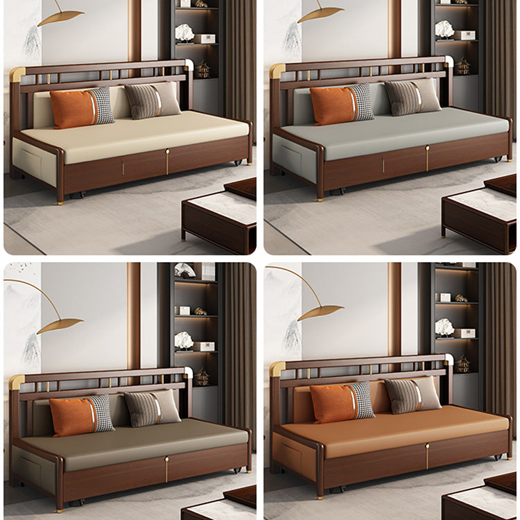 Modern Solid Wood Sofa with Yellow, Light Gray, Dark Brown, Orange, Green, and Blue Faux Leather hyt-1431