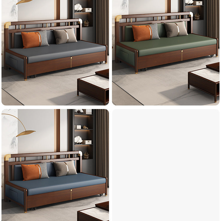 Modern Solid Wood Sofa with Yellow, Light Gray, Dark Brown, Orange, Green, and Blue Faux Leather hyt-1431