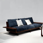Mid-Century Modern Black Walnut Solid Wood Fabric Sofa, Straight-Line Luxury Living Room Couch hz-0203-38