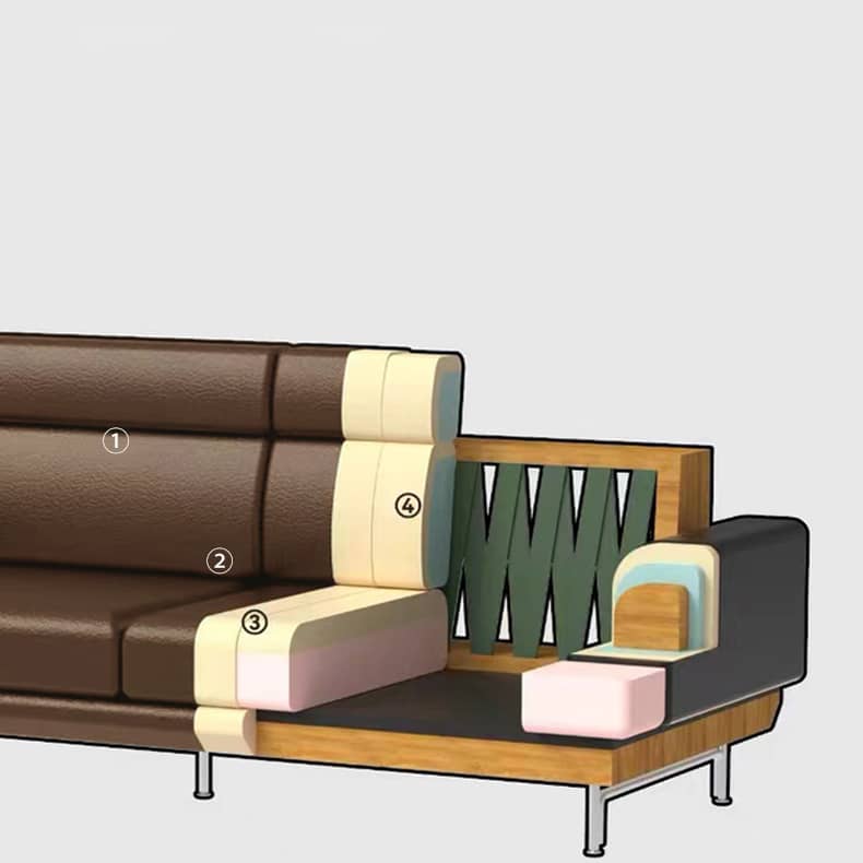 Luxurious Dark Brown Sofa with Pine Wood Frame and Plush Goose Down Cushions hzh-1352