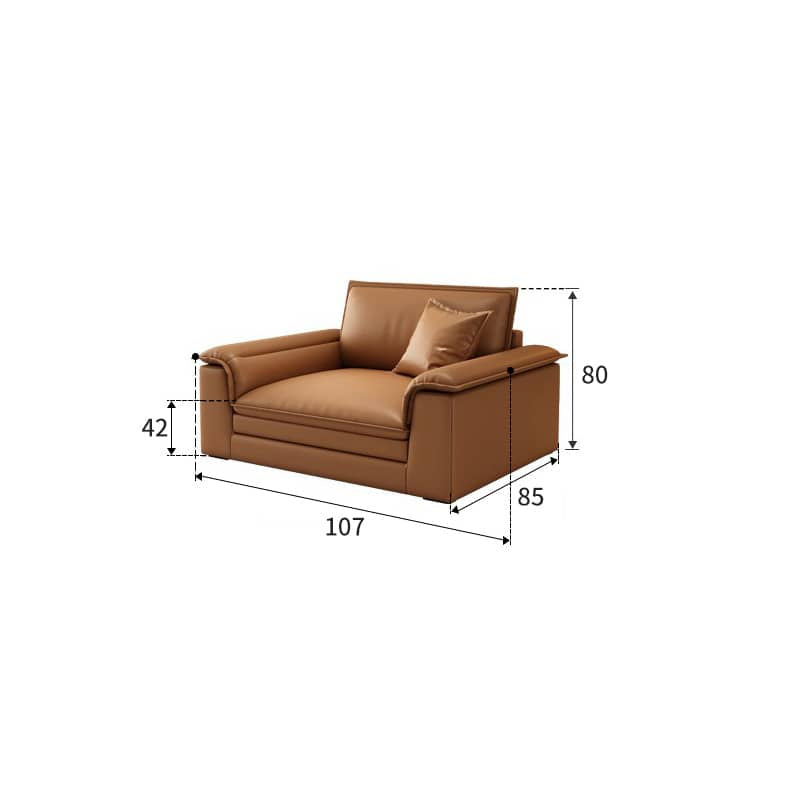 Modern Orange Sofa with Pine Wood Frame, Cotton Down Cushions, and Faux Leather Accents hzh-1353