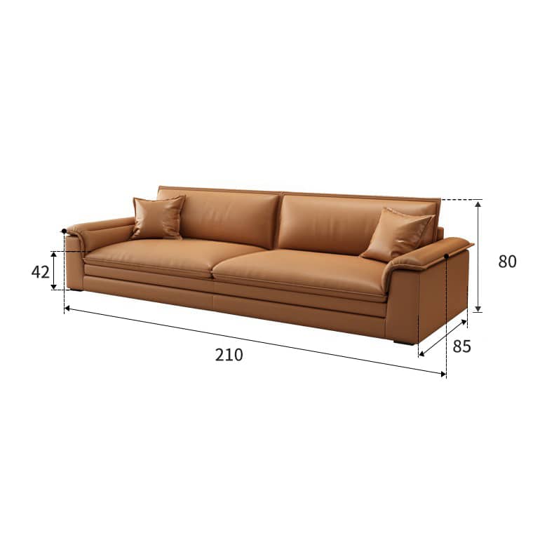 Modern Orange Sofa with Pine Wood Frame, Cotton Down Cushions, and Faux Leather Accents hzh-1353